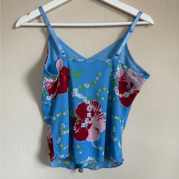 Y2K Tommy Hilfiger Hawaiian Spaghetti Strap Coastal Blue and Red Camisole Large - Picture 5 of 10